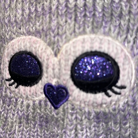 The children’s place owl eyes scarf one size cute gray and purple sparkle shine - Picture 2 of 5